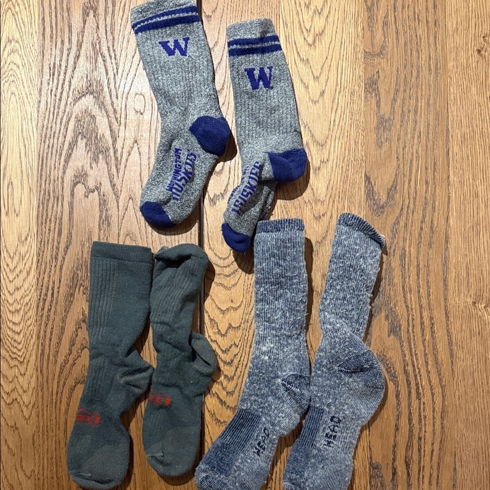 REI, University of Washington Huskies (UW), and Head wool socks